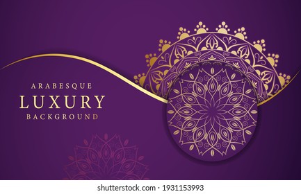 Ornamental Luxury Mandala Design background with Gold Color, Gold Ornamental, Holiday, Ramadan, New Year Arabesque Pattern Template