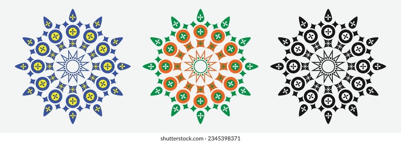 Ornamental luxury mandala pattern 3 in 1 design	