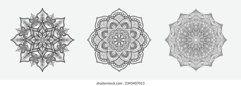 Ornamental luxury mandala pattern 3 in 1 design.	