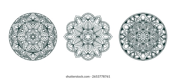 Patrón de mandala de lujo ornamental 3 en 1 diseño