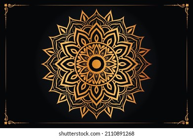 Zierluxus mandala Muster Hintergrund mit königlichem goldenen arabischen Muster arabischen arabischen Muster arabischen islamischen Oststil. Traditionelle türkische, indische Motive. Ideal für Gewebe und Textilien, Tapeten, Verpackungen etc.