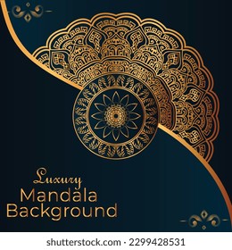 Ornamental luxury mandala pattern background with royal golden arabesque pattern Arabic Islamic east style. Traditional Turkish, Indian motifs. Great for fabric and textile, wallpaper, packaging etc