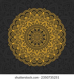 Ornamental luxury mandala pattern background with royal golden arabesque pattern Arabic Islamic east style. Traditional Turkish, Indian motifs. 