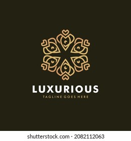 Ornamental luxury mandala rocket. Abstract line creative logo icon design
