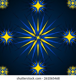 Ornamental magic style blue yellow round background