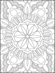 Ornamental Mandala Adult Coloring Book Page. Mandala Coloring Page. Mandala Coloring Page For Adults. Decorative Ornament In Ethnic Oriental Style. Vintage Decorative Elements. Coloring Page For Adult