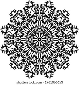 Ornamental mandala artwork with jagged leaf motifs