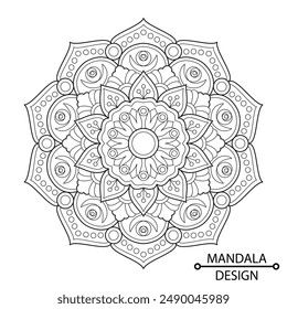 Ornamental mandala color arabesque floral patterm  and coloring book page. Easy Mandala Coloring Book Pages for Adults to Relax, Experiences Give Relief. Resizeable Vector File.