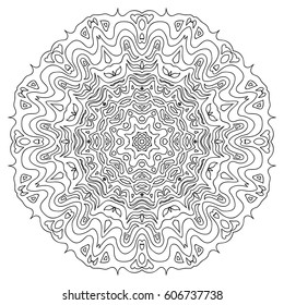 Ornamental mandala. Decorative design element. Round ornament black color, isolated on white background for coloring book. Vector illustration. EPS10.