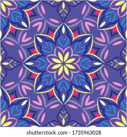 Ornamental mandala design abstract background. Seamless pattern with flowers