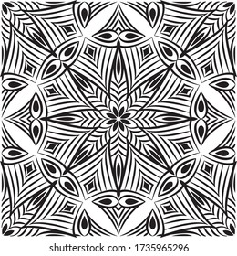 Ornamental mandala design abstract background. Seamless pattern with flowers