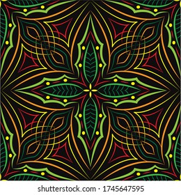Fondo abstracto de diseño de mandala ornamental. Patrón sin foco con flores
