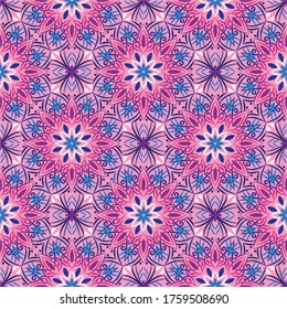 Ornamental mandala design abstract background. Seamless pattern with flowers
