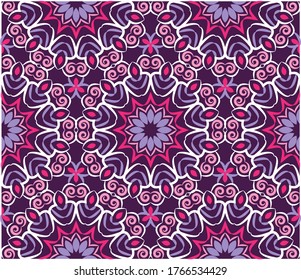 Ornamental mandala design abstract background. Seamless pattern with flowers