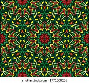 Ornamental mandala design abstract background. Seamless pattern with flowers