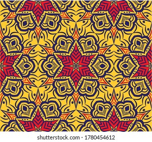 Ornamental mandala design abstract background. Seamless pattern with flowers