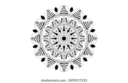 Diseño de mandala ornamental color negro. eps