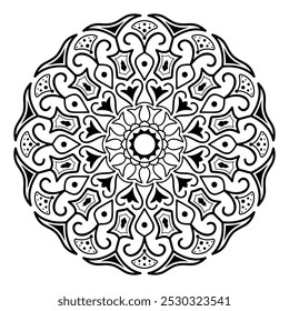 Mandala ornamental design para colorir livro, Padrão, Folha de rosto, Alpona, Henna, Mehndi, tatuagem, decoração em branco Fundo