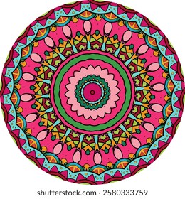 Ornamental Mandala Design Featuring Floral Motifs and Concentric Circles