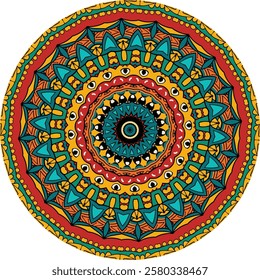 Ornamental Mandala Design Featuring Traditional Cultural Elements