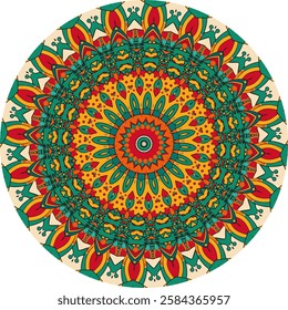 Ornamental Mandala Design Featuring Traditional Cultural Elements