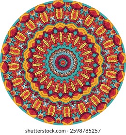 Ornamental Mandala Design Featuring Traditional Cultural Elements