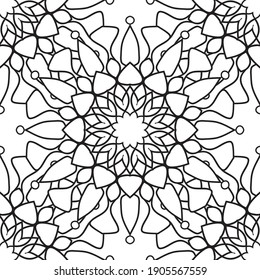 Ziermandaladesign. nahtloses Muster im Doodstil
Kaleidoskop-Farbseite
