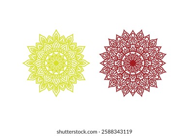 Ornamental mandala with golden color arabesque flora