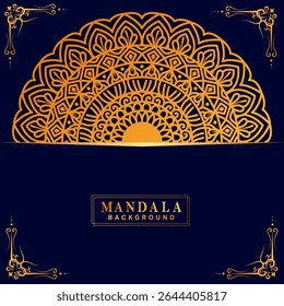 Ornamental mandala with golden color arabesque floral pattern islamic east style