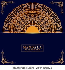 Ornamental mandala with golden color arabesque floral pattern islamic east style