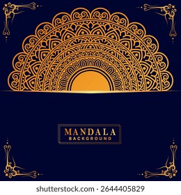 Ornamental mandala with golden color arabesque floral pattern islamic east style