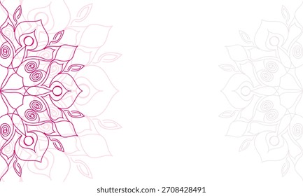 Mitad de mandala ornamental a la izquierda y a la derecha sobre un fondo transparente. Indio, patrón islámico, ornamento, henna, impresión, cartel, cubierta, folleto, volante, Anuncio