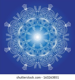 Ornamental mandala. Hand drawn vector. Snowflake