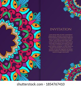 tarjetas de invitación ornamental mandala. - Vector.