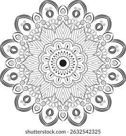 Ornamental Mandala Line Art on White Background