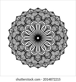 Ornamental mandala pattern art for invitation card, book cover, coloring page with white background