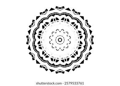 Ornamental Mandala Pattern with Black Lines on Light Background	
