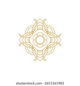 Ornamental mandala pattern featuring golden symmetrical floral motifs. Illustration vector design. EPS 10