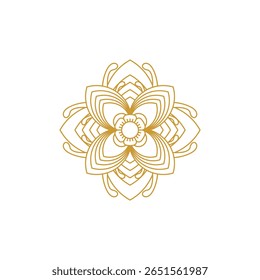 Ornamental mandala pattern featuring golden symmetrical floral motifs. Illustration vector design. EPS 10