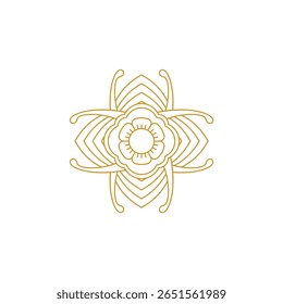 Ornamental mandala pattern featuring golden symmetrical floral motifs. Illustration vector design. EPS 10
