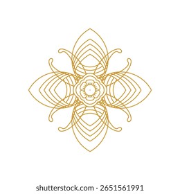 Ornamental mandala pattern featuring golden symmetrical floral motifs. Illustration vector design. EPS 10