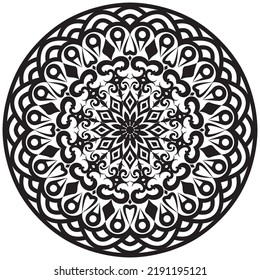 ornamental mandala  pattern with flower for Henna, Mehndi, tattoo, decoration. Decorative ornament in ethnic oriental style. Outline doodle hand draw vector illustration.