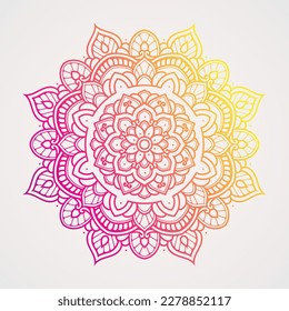 Ornamental mandala with purple and yellow color combination . suitable for henna, tattoos, photos, coloring books. islam, hindu,Buddha, india, pakistan, chinese, arab