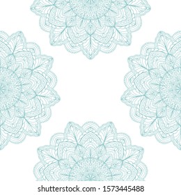 Ornamental mandala seamless pattern. Decorative background with hand drawn lacy elegant details