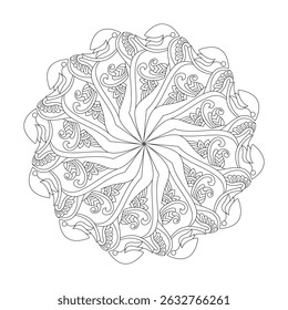 Ornamental mandala template coloring book page. Easy Mandala Coloring Book Pages for Adults to Relax, Experiences Give Relief. Resizeable Vector File