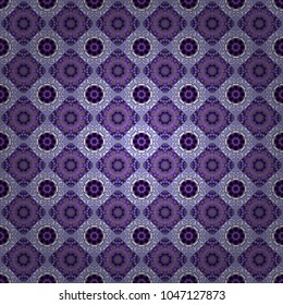 Ornamental mandalas illustration in blue, brown and violet colors. Elegant abstract decoration, seamless pattern for design template vector eastern style pattern.