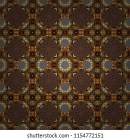 Ornamental mandalas illustration in brown, green and gray colors. Elegant abstract decoration, seamless pattern for design template vector eastern style pattern.