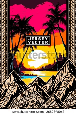 ORNAMENTAL MAOUNTAIN AND SUNSET BACKGROUND FOR FULL SUBLIMATION JERSEY