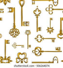 Ornamental medieval vintage keys pattern