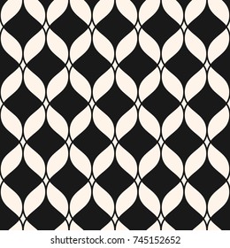 Ornamental mesh seamless pattern. Abstract graphic monochrome background with wavy lines, delicate lattice, curved shapes, weave. Subtle repeat texture. Elegant luxury design element. - Stock vector